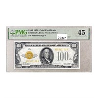 1928 $100 GOLD CERTIFICATE NOTE PMG CH EF45