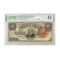 1886 $10 TOMBSTONE SILVER CERTIFICATE NOTE PMG