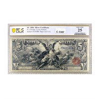 1896 $5 EDUCATIONAL SILVER CERTIFICATE NOTE PCG