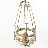 Victorian Gas Electric Brass Chandelier