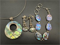 Sterling silver abalone shell lot