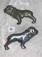 TWO BULL DOG HOOD ORNAMENTS