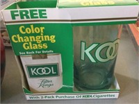 COLLECTIBLE KOOL GLASS AND CIGARETTES