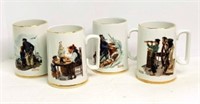 4 Norman Rockwell  Mugs 1985