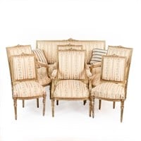 19th C. Louis XVI Style Giltwood Settee & Chairs