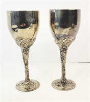 Godinger Silverplate Wine Glass w Glape Designs