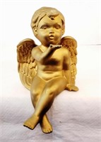 Ceramic Cupid Shelf Sitter Gold Tone