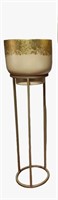 Glam Gold and Beige Ceramic Planter on Stand