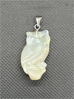 Carved Opalite Owl w/ 925 Silver Bale