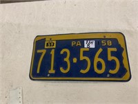 1958 PA LICENSE PLATE