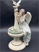 Porcelain Figurine of Angel & Dove at Fountain