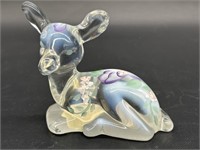 Vintage Hand Painted Fenton Glass Fawn Figurine