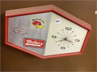 MALLORY DECAL ON CLOCK BATTERY OP W/LIGHT NO CORD