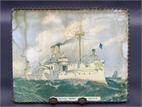 Vintage Framed Battleship Maine Print