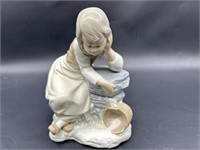 NAO Porcelain Figurine Girl Emptying Bucket, Spain