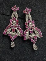 $600  10G Silver, Ruby Approx 3Ct Earrings