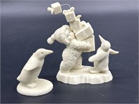 (2) Dept 56 Bisque Snow Baby Figurines: Penguin &