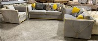 Grey Contemporay Sofa with Yellow Lining Set of 3