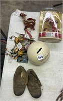 RAZ ORNAMENTS, BALL BANK, LEATHER SHOES