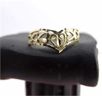 10K Yellow Gold Filigree Heart Band Ring