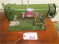 Vintage White Sewing Machine with Nice Cabinet