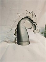 Italian Murano Smokey Glass Horse Head 7" tall