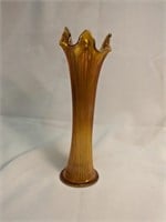 Fenton Ribbed Carnival Glass Vase 9 3/4" tall