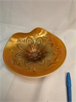 Dugan Glass Peach Opalescent Bowl 9" wide