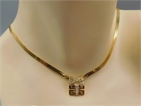 1980's Givenchy Logo Gift Box Present Necklace