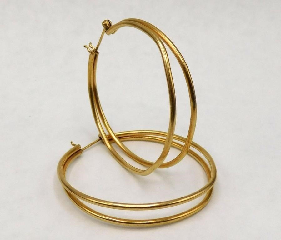 14k Gold Large Double Hoop Earrings 4.8g