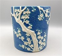Chinese Robins Egg Prunus Blossoms Brush Pot Vase