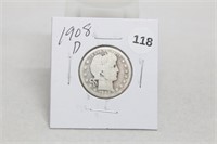 1908D Barber Quarter