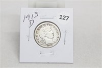 1913D Barber Quarter