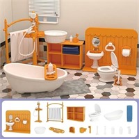 Xugoox Dollhouse Furniture Bathroom Set for Kids
