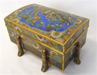 Japanese Meiji Cloisonne Footed Casket Box or Kogo