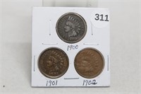 1900, 01, 02 Cents Nice examples