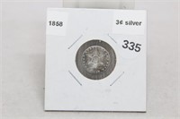 1853 3 Cent Silver-XF