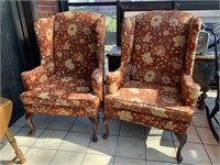 WING CHAIRS WITH TURNED ARMS