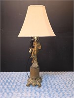 Vintage Brass Cherub Table Lamp