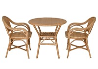 Natural Rattan Arm Chair Bistro Set of 3
