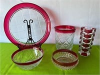 Vintage Indiana Glass Ruby Flash Chip & Dip ++