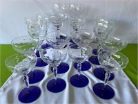 Weston Etched Blue Foot Water Goblets, Champagne +