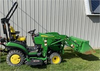 John Deer 1025R Tractor with Front Loader / Mower