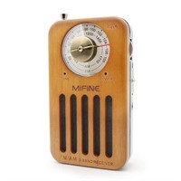 AM/FM Pocket Portable Radio - Retro Cherry Wood