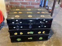 28X18X21 TRUNK WITH FLORAL DECORATIONS
