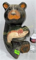 Wood carved bear w/fish