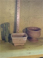 HULL POTTERY AND HAEGER POTTERY PIECES AND GREEN