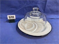 Porcelain Plate w/Glass Cheese Cover