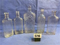 Vintage Glass Bottle Assortment, 8 to 10.5"T