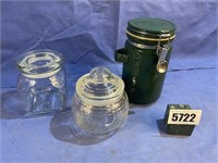 Glass Jars w/Seal Lids & Ceramic Canister